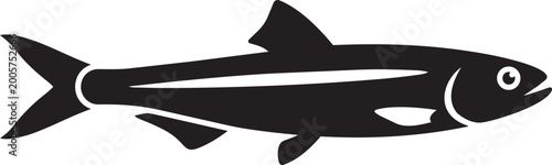 Schilderij op canvas Silhouette of a small fish simple vector illustration for seafood menus fishing