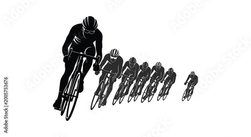 Photography cyclists in a peloton silhouette high quality professional detailed modern elega