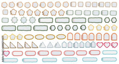 Note paper shape style cloud set. Vector illustration.