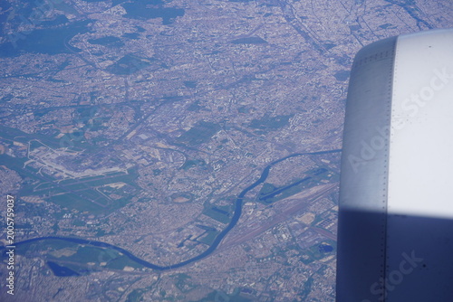 The French capital Paris seen from the air during a flight from Hanover - Germany to Faro, Portugal.