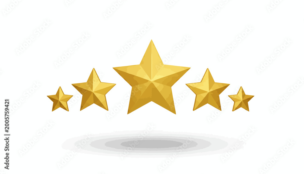 Obraz premium Golden star icons, rating stars, gold starburst, shiny star symbols, vector ratings