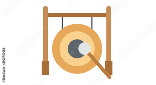 Принти на полотні Gong, Chinese Gong Icon, Vector Gong Symbol, Sound Instrument Illustration