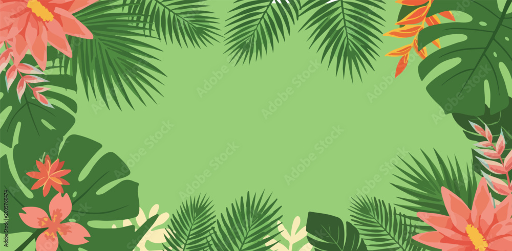 Naklejka premium Tropical Jungle Frame Background
