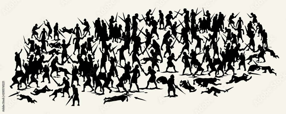 Fototapeta premium Vector drawing. Battle on the field