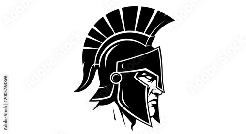 Tableau sur toile Black and white vector gladiator helmet, ancient warrior head, monochrome illust