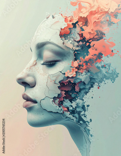 Abstract human face symbolizing mental health and healing