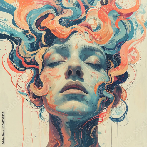 Abstract human face symbolizing mental health and healing