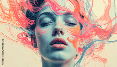 Abstract human face symbolizing mental health and healing