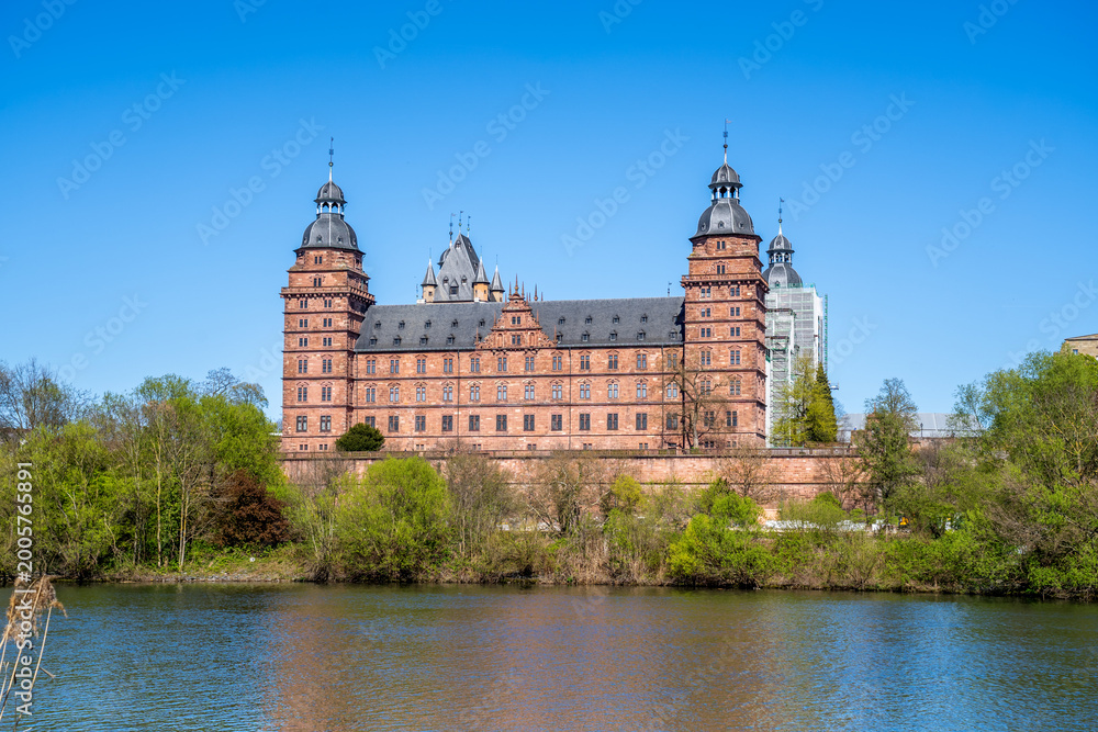 Obraz premium Blick auf Schloss Johannisburg, Aschaffenburg, Bayern, Deutschland