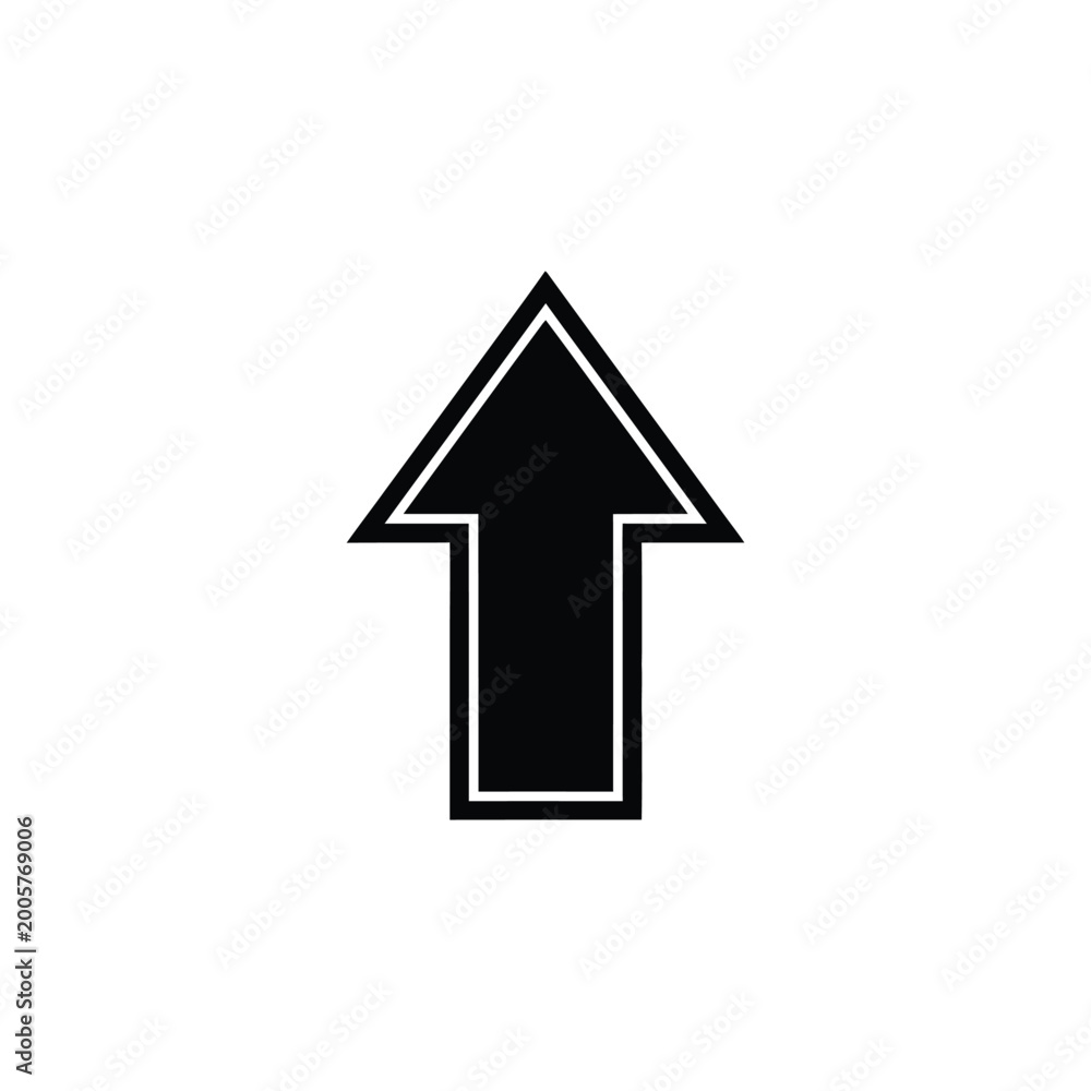 Fototapeta premium Black arrow icon with white outline on a white background