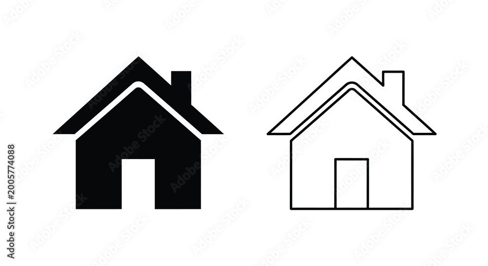 Fototapeta premium house icon set black and white outline design on white background
