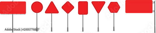 Free Download Yellow road sign icon set with various shapes on poles for traffic and navigation themes. Minimal flat design isolated on light background for apps, maps, and safety visuals. Clean symbols for urban a - GFXLoad