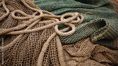 ropes and fishing net as a still life