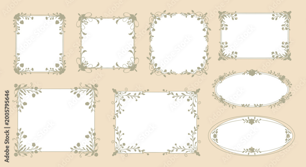 Obraz premium Elegant Floral Borders and Frames Collection - Vintage Botanical Design Elements