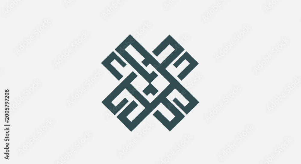 Obraz premium Geometric interlocking knot symbol for modern business branding