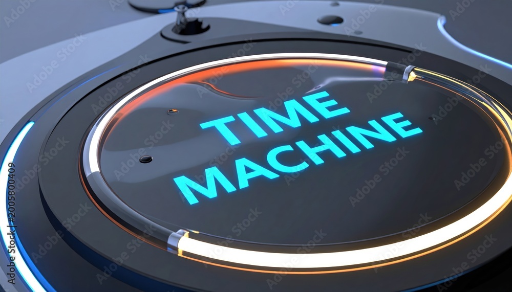 Obraz premium Futuristic Time Machine Interface with Glowing Neon Accents.