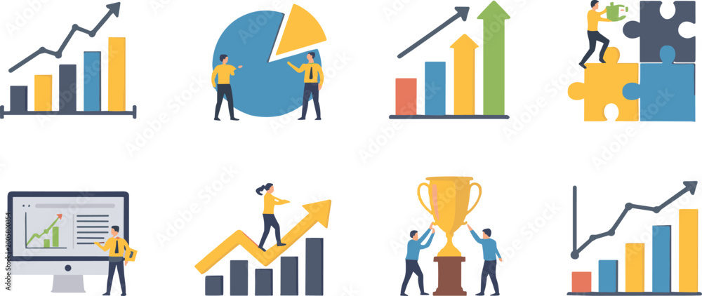 Fototapeta premium Business and finance growth and success icons vector