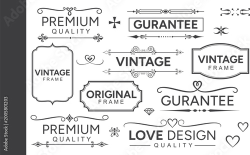 Unique Set of vintage frames with vintage lines in old background and retro vector design elements collection