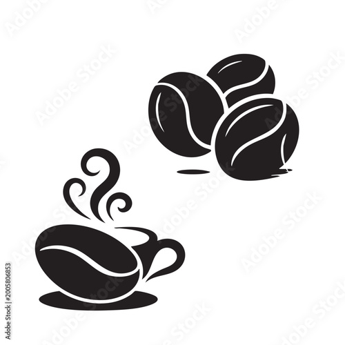 Set of coffee bean icons. Caffeine logo vector design.