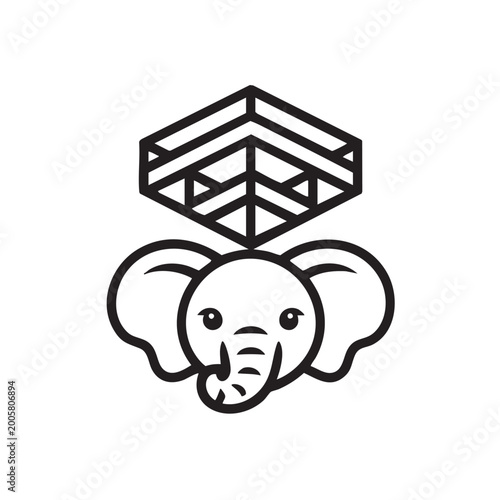 Minimal Geometric Elephant Head Logo