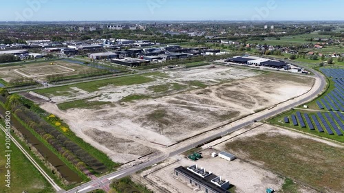 Purmerend, North Holland, Netherlands - 4th of May 2026; Baanstee-Noord Purmerend Industrial Estate under development from above.