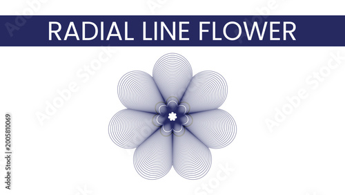 Radial Line Art Flower Geometric Design.