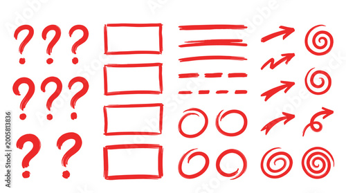 Obraz na płótnie confusion flowchart with question marks and red arrows for problem solving conce