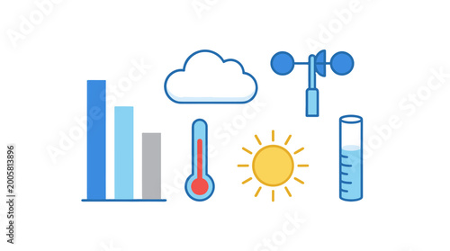 Quadro su tela flat design weather and energy concept with thermometer sun cloud and battery ic
