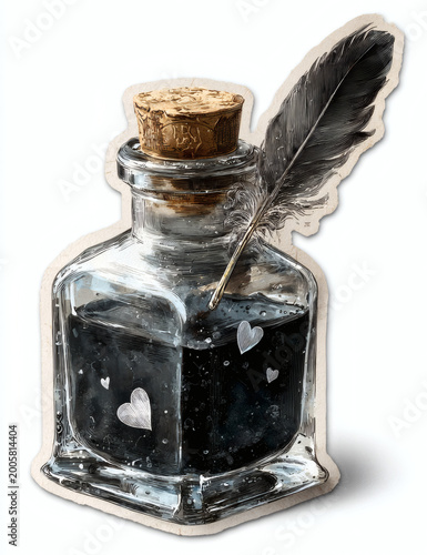 Ornamental vintage Bottle and Glass illustration, isolated