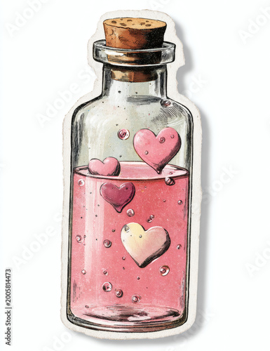 Vintage decorative Bottle and Glass illustration, isolated