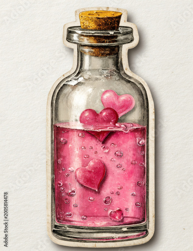 Vintage decorative Bottle and Glass illustration, isolated