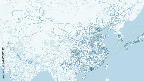 Foto Modern minimalist black and white vector map of Beijing, China
