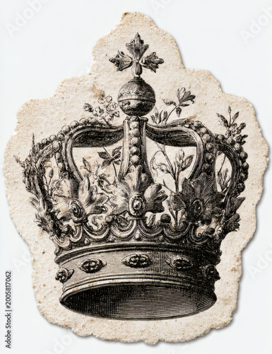 Antique crown isolated on white background.