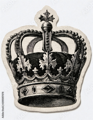 Antique crown isolated on white background.