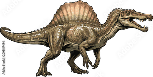 Spinosaurus Sail-Back Dinosaur Vector Illustration
