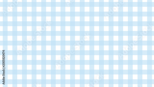 Light blue gingham pattern vector background, soft pastel blue and white checkered fabric texture, classic picnic tablecloth seamless design