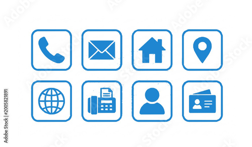 Tablou pe pânză Business card and contact information flat icon set with phone email address and