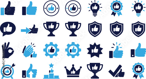Εκτύπωση καμβά Collection of positive feedback and success related icons symbols and design elements for projects