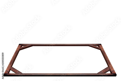 Obraz na plátně Wooden frame wall of building, bottom - 3D view