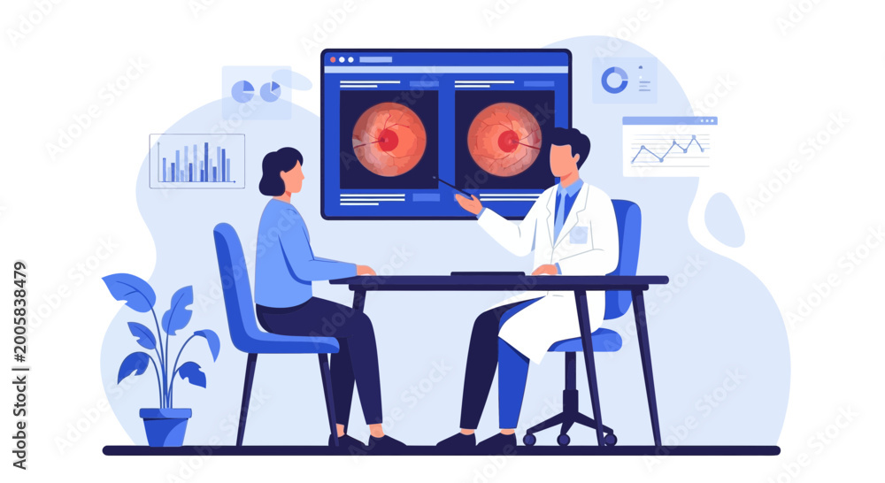 Fototapeta premium Doctor Consults Patient With Medical Scan Results on Screen