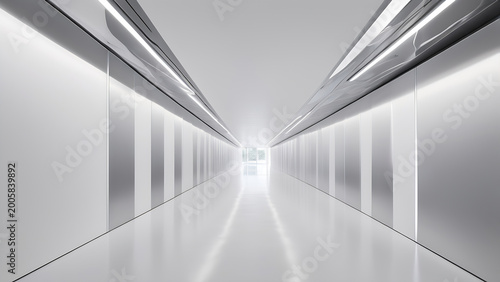 Deep Receding Perspective Of Sleek Vertical Aluminum Panels
