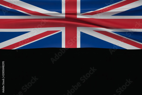 Striking Union Jack flag waving with ample space for text, perfect for expressing British pride and patriotism, ideal for backgrounds or designs with national themes
