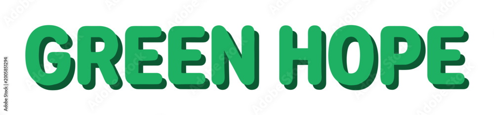 Fototapeta premium Green Hope text lettering with a bold, rounded font and subtle shadow effect, vector illustration