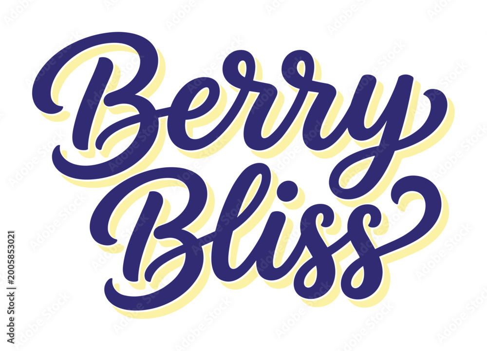 Obraz premium Berry Bliss custom hand lettering typography with a shadow effect, vector illustration