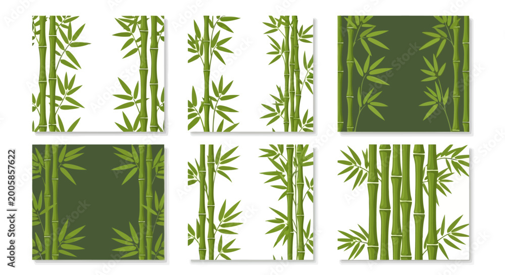 Naklejka premium Seamless Bamboo Leaf Vector Tiles Green Tropical Foliage Patterns for Eco Friendly Design