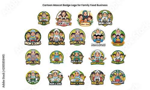 Cartoon Mascot Badge Logo for Family Food Business