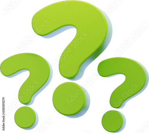question marks 3D icon. three scattered floating question marks. confusion and uncertainty. doubt and communication