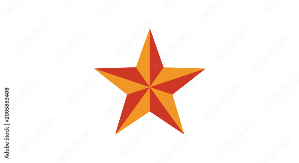 Obraz premium Geometric Star Shape, Orange and Red, Isolated on White Background