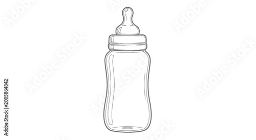 Foto Baby Bottle Sketch Drawing Outline Simple Vector Illustration