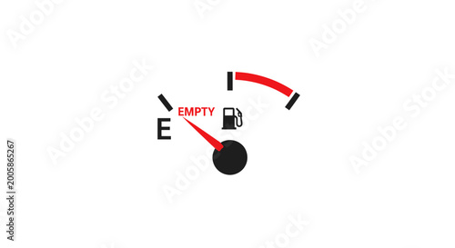 Bild auf Leinwand Empty fuel gauge on white background, car dashboard indicator showing no gas